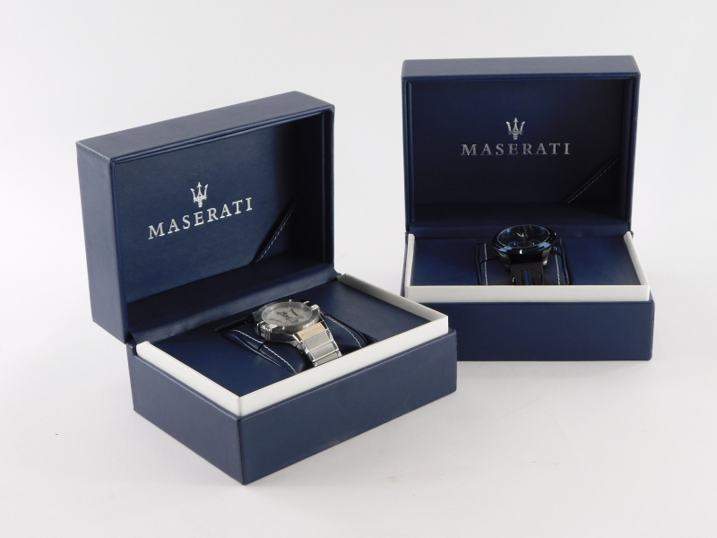 Two Maserati branded gentleman's fashion watches, one having trident surrounded in stainless steel c - Bild 2 aus 3