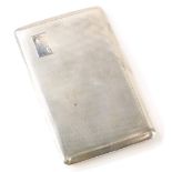 A George VI silver cigarette case, of rectangular form with engine turned decoration, initialled to