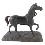 Late 20thC School. Figure of a horse, on rectangular base, bronze, 35cm wide.