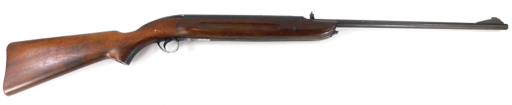 A BSA air rifle, with walnut stock and sight, 113cm long.