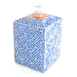 A late 19th/early 20thC oriental style square section bottle vase, decorated in blue and Imari colou