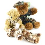A collection of three military teddy bears, to include The Bear Mill, etc.