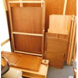 A hardwood two door wardrobe, and a lightwood two door wardrobe, with two drawers to the base, unass