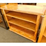 A Barker and Stonehouse hardwood cabinet, the top inlaid with marble type panels, with three shelves