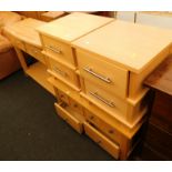 A modern oak side table, the top with two drawers, above an under tier, 78cm high, 96cm wide, 41cm d