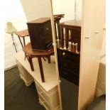 A white painted twin pedestal dressing table, and a swivel mirror. (2)