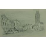 Keith Tovey (1932-2008). Market Place, Boston, Lincolnshire, artist signed and titled print, 18.5cm