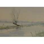 Jason Partner (1922-2005). The flooded meadow Norfolk, watercolour, signed, titled and dated 1990 v