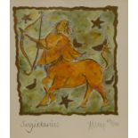 Kelly Jane (20thC). Sagittarius, artist signed limited edition print, 49/850, 17cm x 11cm, and anoth