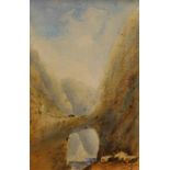 Thomas Miles II Richardson (1813-1890). Mountain pass, watercolour, signed verso, 22cm x 14.5cm.