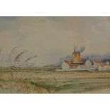 Jason Partner (1922-2005). Rural landscape with windmill, watercolour, signed and dated (19)81, 16.