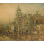John Terris (1865-1914). Street scene at dusk, watercolour, signed and titled verso, 16.5cm x 19cm l