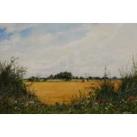 Eric L. Littlewood (b.1930). Cornfields near South Kelsey, watercolour, signed and titled verso, 20c