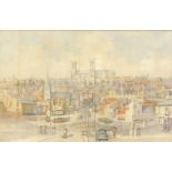 Lance Holtby (20thC). Lincoln Cathedral from Pelham Bridge, watercolour, signed and dated 1961, 25cm