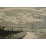 G. Cresey(?)(20thC). Wet road, artist signed, titled, coloured print 124/200, 36cm x 49cm.