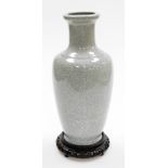 A Chinese porcelain crackle glazed baluster vase, feint blue mark to base, 37cm high.