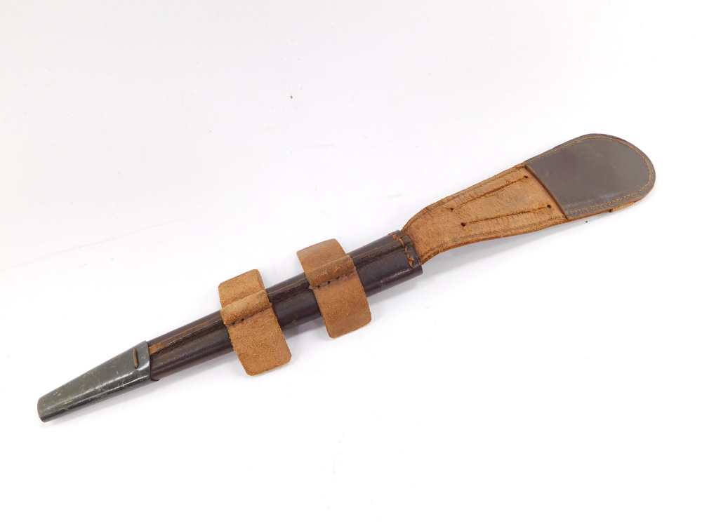 A Fairbairn Sykes Commando knife, with a foiled grip, leather sheath, 31cm high. - Image 3 of 3