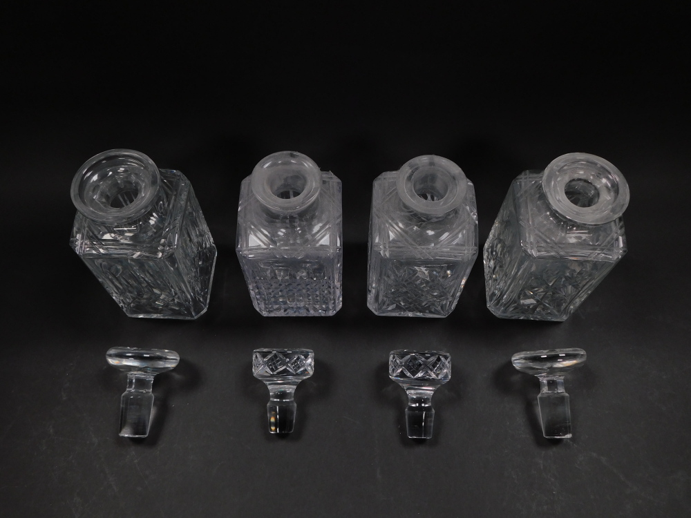 Four cut glass decanters, of rectangular section, each with stoppers, some unmatched. - Image 2 of 2
