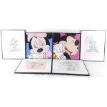 Walt Disney, Mickey Mouse playing tennis, golf, monochrome prints, and two coloured prints of Mickey