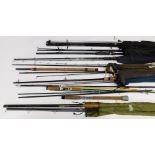 Fishing rods, including Wisden Edwards, Olympic, Bruce Walker, Silstar and Kingfisher 2 carp rods. (
