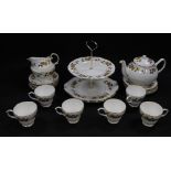 A Duchess china part tea service decorated in the Romance pattern, comprising two tier cake stand, c