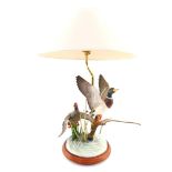 A Border Fine Arts Studio Mallard's table lamp, A2326, with shade, 52cm high.