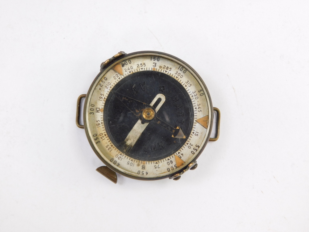 A Russian Adrianov Soviet Army Military orienteering compass, with a leather carrying wallet. - Image 2 of 3