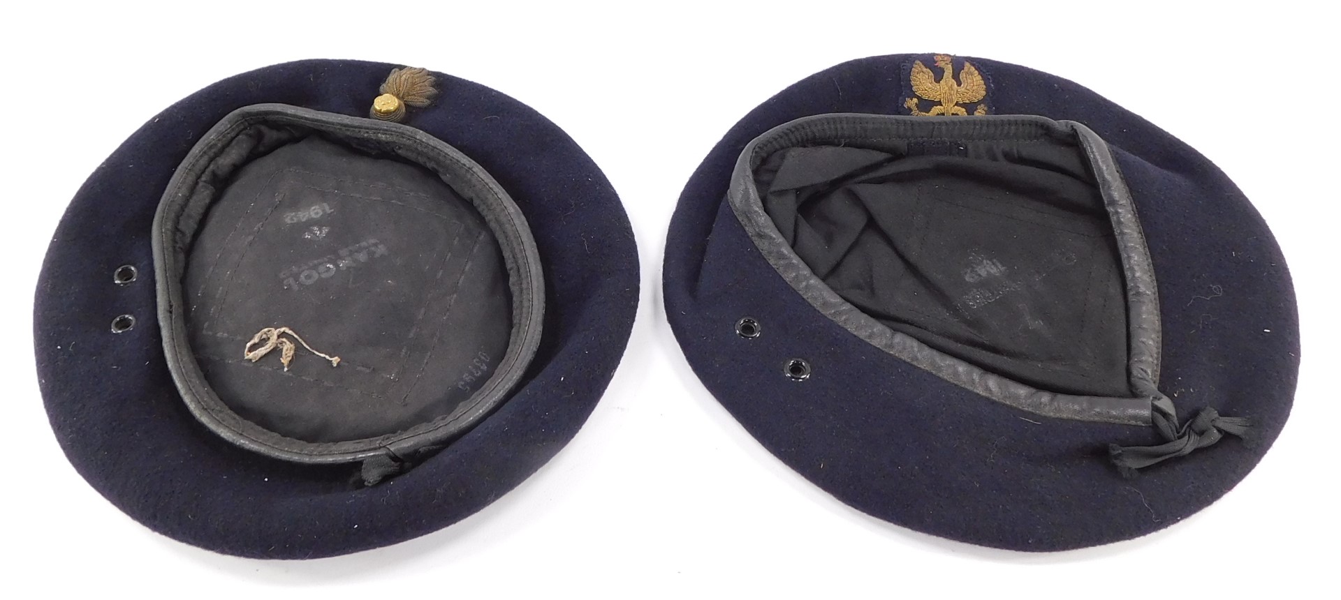 Two British Officer's berets, with Bullion insignia.