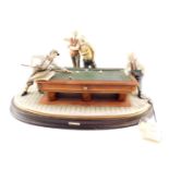 A Giuseppe Armani Capo di Monte porcelain figure group, Billiard Playing, designed by B Merli, raise