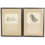 After Cecil Aldin. Two prints of pencil sketches of dogs, each with copy signature to margin,