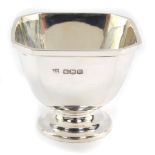A George V silver condiment bowl, with a square set top with canted corners, maker TB & S, Sheffield