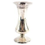 A George V silver stem vase, with six point fluted top, on flared body and stepped foot rim, Birming