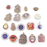 A collection of Home Front lapel badges, to include silver ARP examples, Derbyshire Air Raid Welfare