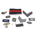 A collection of RAF cloth insignia, to include Royal Air Force Police arm band. (a quantity)