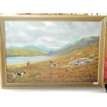 A J King (20th School). Spaniels in the woodland, dated 81, in gilt frame.