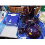 Glass ware, to include mainly purple decorative glass, ornaments, vases and glasses, Royal Doulton F