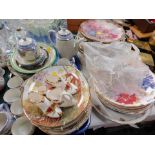 Decorative china, wall plates, dressing table sets, Art pottery bowl, etc. (2 trays plus)