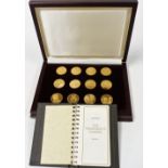 The Treasures of Pompeii cased medallion set, in shaped cased, 33cm wide, set with twelve medallions