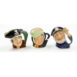 Three Royal Doulton character jugs, to include Sairy Gamp D5528, Old Salt D6551, Long John Silver D6