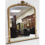 A Victorian gilt gesso overmantel mirror, 159cm high, 138cm wide. (AF)