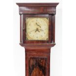 Rogers of Dudley. George III mahogany longcase clock, with a painted rectangular dial with fan and b