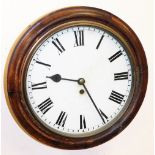 A Victorian oak bezel wall clock, the white painted dial, single fusee movement, with Roman numerals