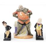 Three Royal Doulton figures, to include Falstaff HN2054 17cm high, Micawber 10cm high and Jingle 9½c