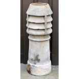 A terracotta chimney pot turret, 93cm high.