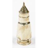 A George V Art Deco conical silver sugar castor, Birmingham 1935, 17cm high, 2¾oz. (AF)