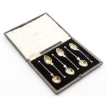 A set of Norwegian silver-gilt teaspoons, each with twist column on a shaped bowl, stamped 830S, 1½o