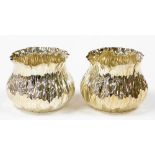 A pair of Victorian Arts & Crafts sugar bowls, each in the form of a pinched bag, London 1890, 7cm h