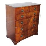An early 19thC mahogany chest, of two short and four long drawers, with Hobbs and Co of London locks