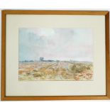 George Butler (20thC). Field at Quadring, Lincolnshire, watercolour, signed and dated 1986, 25cm x 3