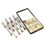 A group of cutlery, to include a set of six enamel teaspoons, each stamped 925 SR, in varying colour